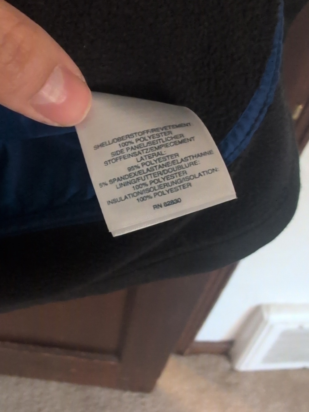 Lands' End Quilted Blue & Black Jacket with Lime Zipper - Picture 6 of 6